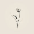 Minimalist Iris Flower Drawing On Beige Background
