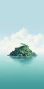 Minimalist Island Illustration: Japanese-inspired Digital Painting