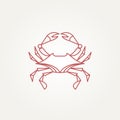 minimalist isolated crab line art icon logo template vector illustration design Royalty Free Stock Photo