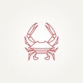 minimalist isolated crab line art icon logo template vector illustration design. minimalist simple fish restaurants, sea crab, Royalty Free Stock Photo