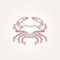 minimalist isolated crab seafood restaurant line art icon logo template vector illustration design Royalty Free Stock Photo