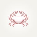 minimalist isolated red crab line art icon logo template vector illustration design