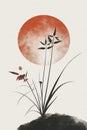 Minimalist Japandi art, zen poster with geometric shapes Royalty Free Stock Photo