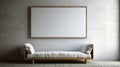 Minimalist Japanese Art Inspired 3d Rendering Of White Couch And Empty Frame