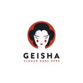 Minimalist Japanese Geisha face Logo Icon vector template Royalty Free Stock Photo