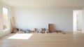 Minimalist Japanese Style: Empty Home On The Road Floor With Dust-filled Boxes