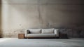 Minimalist Japanese Style Sofa In Empty Brutalist Environment