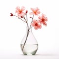 Minimalist Japanese Vase With Pink Flowers - Translucent Water Royalty Free Stock Photo