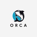 Minimalist jumping orca logo icon vector template