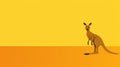 Minimalist Kangaroo Art On Bright Yellow Background