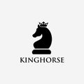 Minimalist king horse of chess logo icon vector Royalty Free Stock Photo