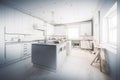 Minimalist Kitchen Blueprint: Vision of a Home Renovation Royalty Free Stock Photo