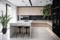 minimalist kitchen with clean, sleek lines and a touch of greenery