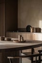 Minimalist kitchen, earthy tones, interior design.- AI Generated