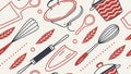 Minimalist Kitchen Utensils Seamless Pattern, Modern Cookware, vector design Generative AI Royalty Free Stock Photo