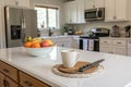 Minimalist kitchen with white countertop and simple decor Royalty Free Stock Photo