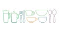 Minimalist Kitchenware Icons Set - Dining, Cooking Tableware Essentials, vector design Generative AI Royalty Free Stock Photo