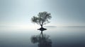 Minimalist Lake And Tree Design For A Serene Plain