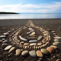 Minimalist Land Art: Circle Of Pebbles Design For A Lake