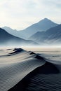 minimalist landscape featuring serene sand dunes and rugged mountains.