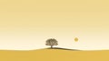 Minimalist Tree Illustration In Neo-geo Style Over Yellow Sky