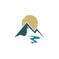 Minimalist Landscape Hills / Mountain Peaks River Creek Vector logo design