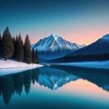 minimalist landscape with serene lake