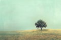 Minimalist Landscape with a Single Tree, Minimal Surreal Concept, Calm Gradient, Lonely Tree Landscape