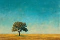 Minimalist Landscape with a Single Tree, Minimal Surreal Concept, Calm Gradient, Lonely Tree Landscape