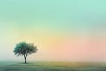 Minimalist Landscape with a Single Tree, Minimal Surreal Concept, Calm Gradient, Lonely Tree Landscape Royalty Free Stock Photo