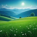 minimalist landscape with tranquil meadow