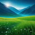 minimalist landscape with tranquil meadow