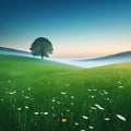 minimalist landscape with tranquil meadow