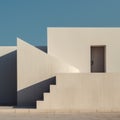 Minimalist Landscape: White House And Staircase In Mediterranean-inspired Design