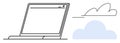 Minimalist Laptop with Cloud Elements Representing Cloud Computing and Digital Technology Royalty Free Stock Photo