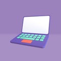 Minimalist laptop 3d rendering purple background