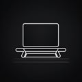Minimalist Laptop Icon On Black Background - Vector Icon