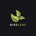 Minimalist leaf bird logo icon vector template