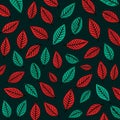 Minimalist Leaf Icon Pattern In Dark Turquoise And Black