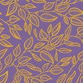 Minimalist Leaf Line Art Illustration as a Seamless Surface Pattern Design