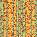 Minimalist Leaf Line Art Illustration as a Seamless Surface Pattern Design