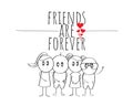 Friends are forever, vector. Kids cartoon silhouettes