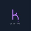 Minimalist letter k with dots, awesome monogram. Lowercase letter for modern and creative logo concept. Initials