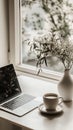 Minimalist lifestyle featuring a serene workspace, AI generated Royalty Free Stock Photo