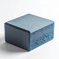 Minimalist Light Blue Porous Rectangular Block with Smooth Edges on White Background Royalty Free Stock Photo