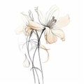 Minimalist Lily Flower Sketch On White Background Royalty Free Stock Photo