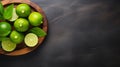 Minimalist Lime On Wooden Plate: Eco-friendly Craftsmanship