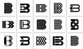 Minimalist line abstract letter B icon logo design set Royalty Free Stock Photo