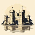 Minimalist Line Art Of Bodiam Castle Royalty Free Stock Photo