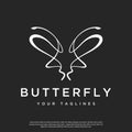 Minimalist line art butterfly Vector logo Royalty Free Stock Photo